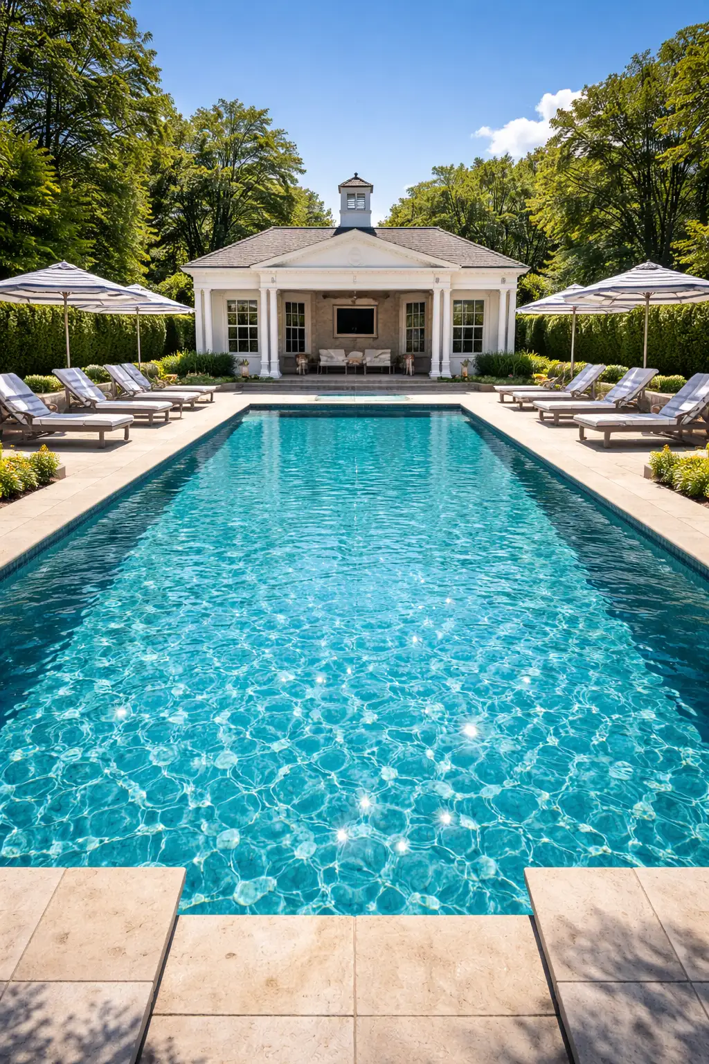 Custom gunite pool by Gedney Pools serving Weston, CT