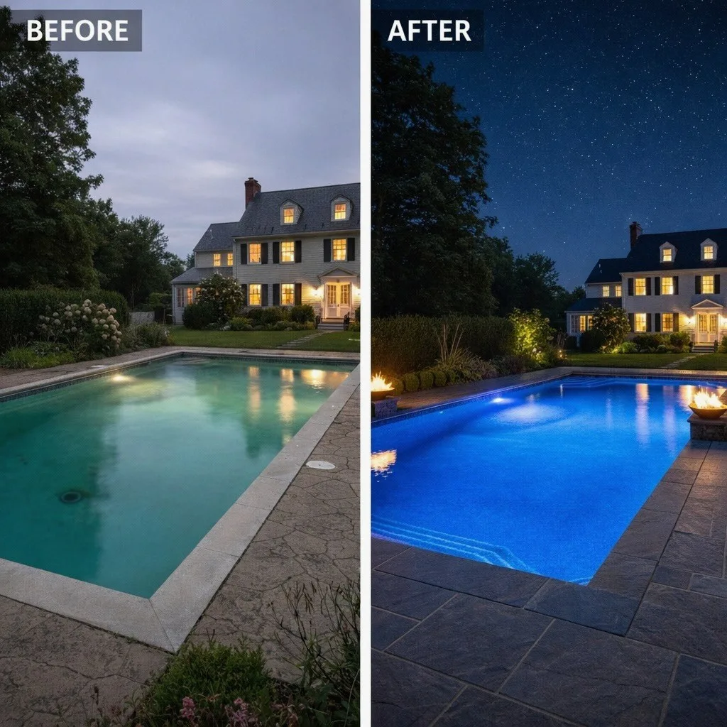 Custom gunite pool by Gedney Pools serving Easton, CT