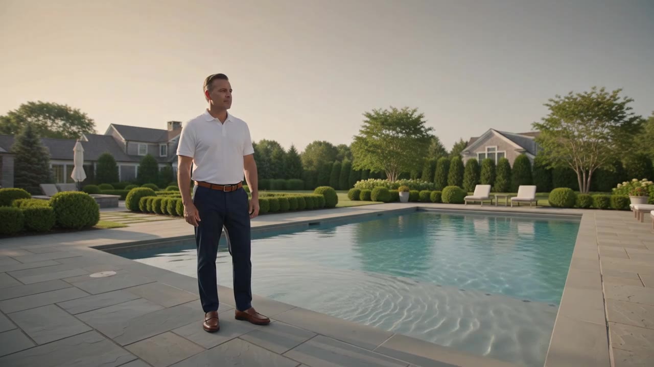 Perfectly balanced, crystal-clear water in a Gedney Pools custom gunite pool in New Canaan
